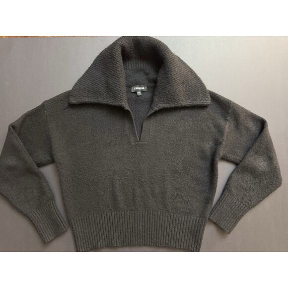 Express Women’s Black Cozy Knit Collared Pullover Sweater – Size M - Picture 3 of 7